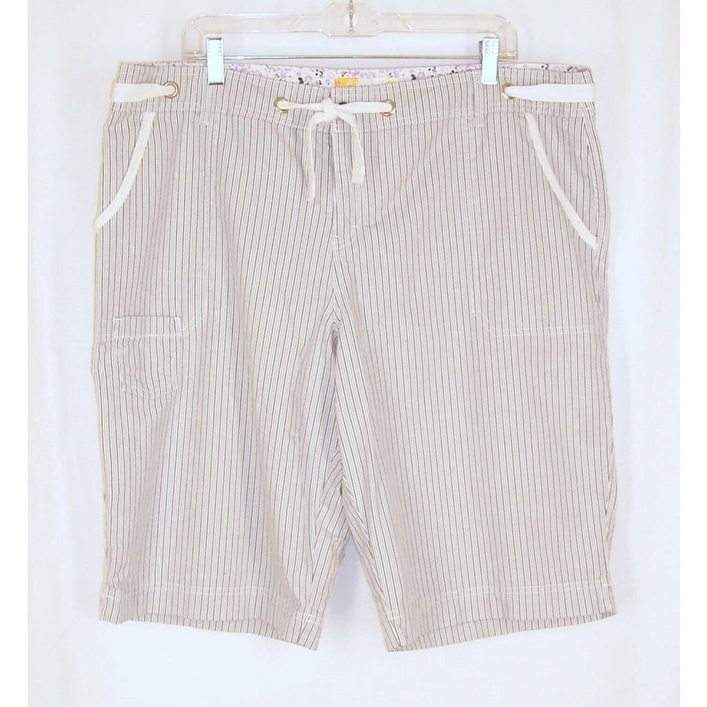 Weatherproof Womens Bermuda Walking Shorts 18 Blue White Striped